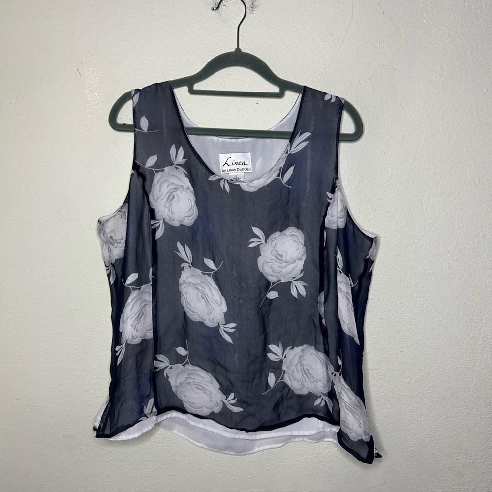 Linea by Louis Dell'Olio Navy and White Blouse Size Large